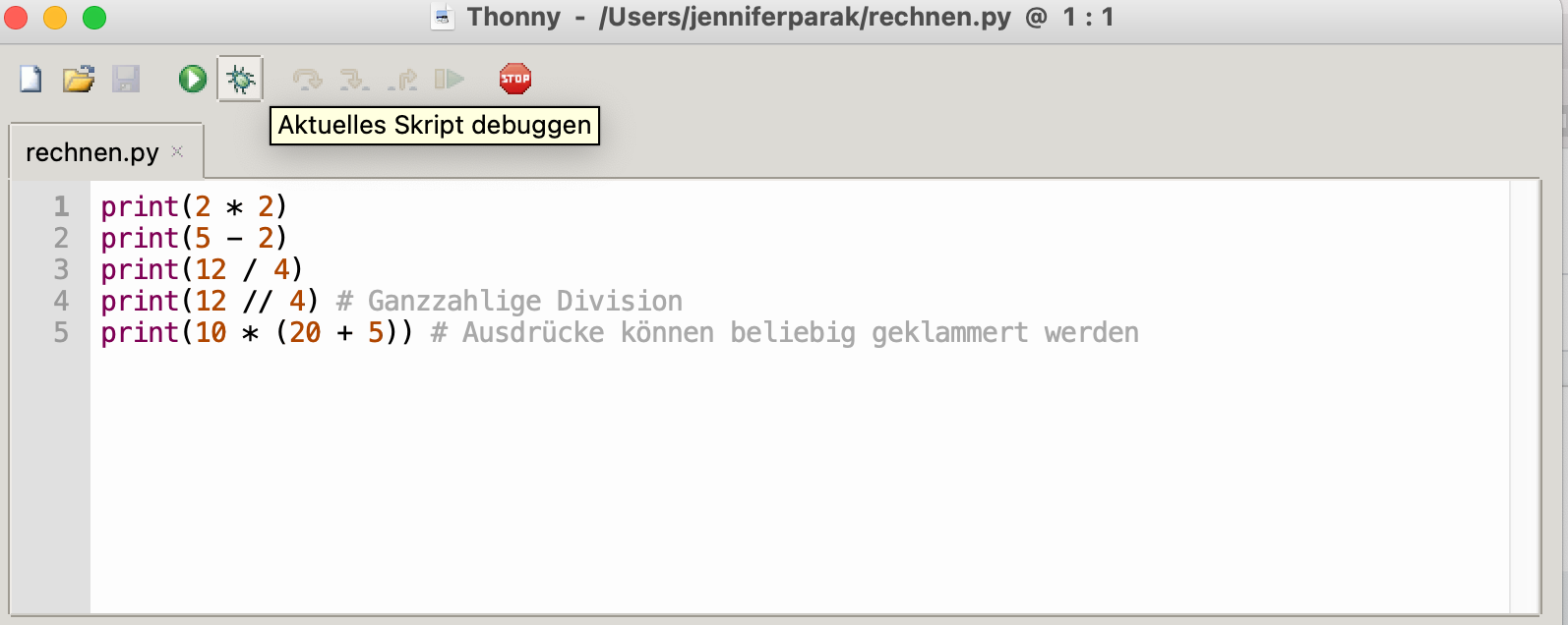 Debugger starten